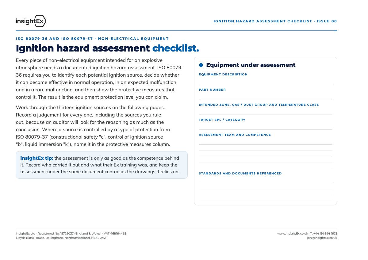 Ignition hazard assessment cover